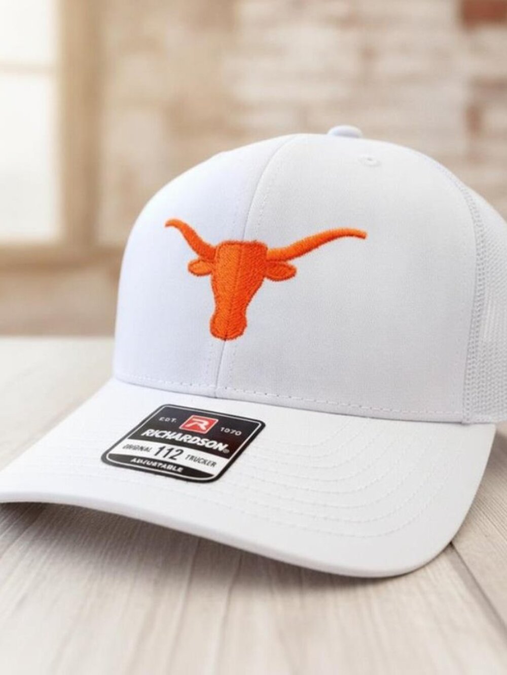 Texas Longhorn Embroidered White Burnt Orange Richardson 112 Hat TX Football Cap